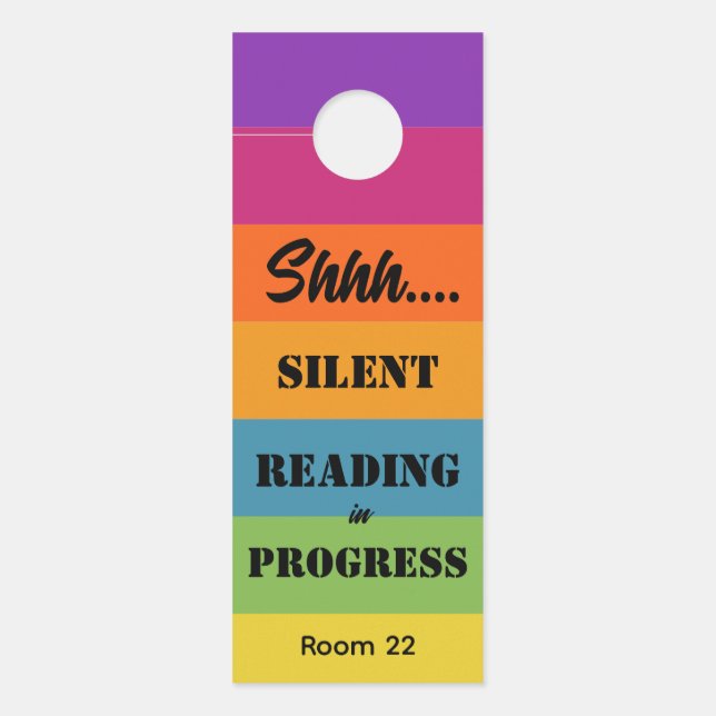 Silent Reading in Progress Classroom Door Hanger (Front)