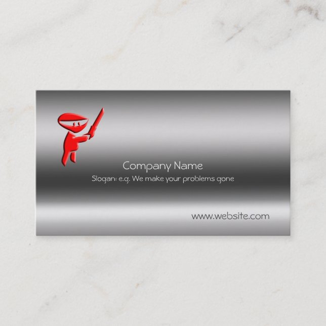 Silent red ninja assassin armed and dangerous business card (Front)