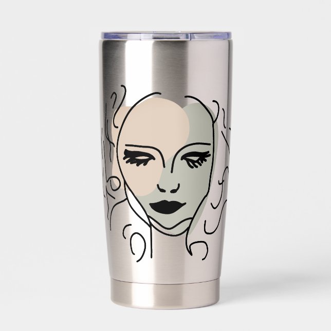 Silent Reflection Minimalist Face Insulated Tumbler (Front)
