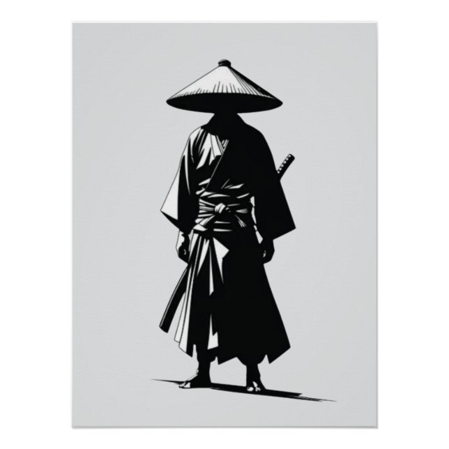 Silent Ronin – Black & White Wall Art Poster (Front)