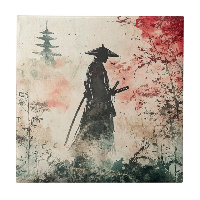 Silent Samurai Crimson Forest (1) Ceramic Tile (Front)