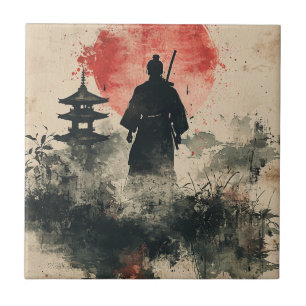 Silent Samurai Crimson Forest (3) Ceramic Tile