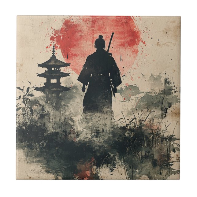 Silent Samurai Crimson Forest (3) Ceramic Tile (Front)