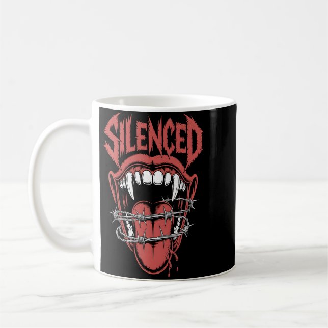Silent Scream Mouth Illustration Coffee Mug (Left)