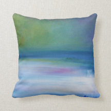Silent Seas Blue Green Abstract Throw Pillow