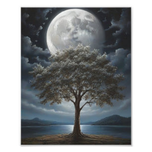 Silent Sentinel Beneath the Moonlit Sky Photo Print