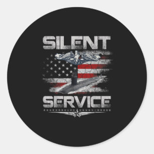 Silent Service U.s Submarines Forces Patriotic Vet Classic Round Sticker