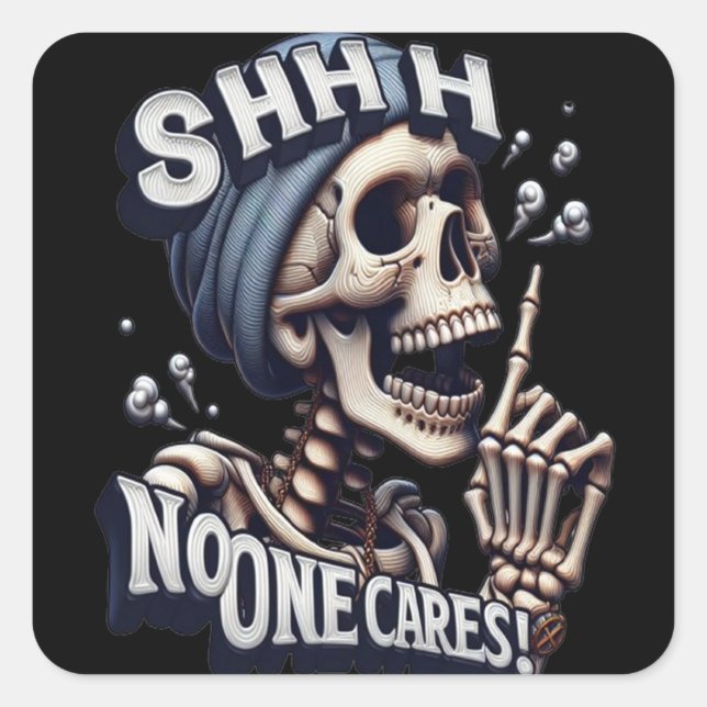 Silent Skeleton: Unveiling the Mysterious Bandanna Square Sticker (Front)