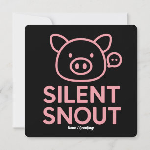 Silent Snout Cute Minimal Pink Pig Design Kawaii A Invitation