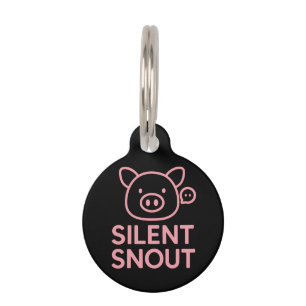Silent Snout Cute Minimal Pink Pig Design Kawaii A Pet Tag