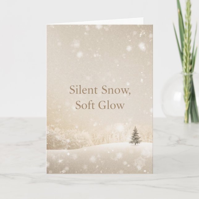 Silent Snow, Soft Glow;Minimalist ElegantChristmas Holiday Card (Front)