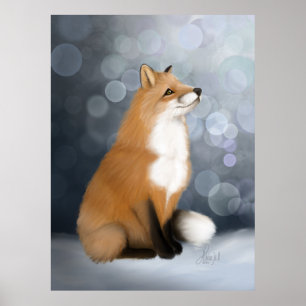 Silent Snowfall Fox Poster