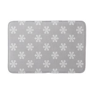 Silent Snowflakes in Grey Bath Mat