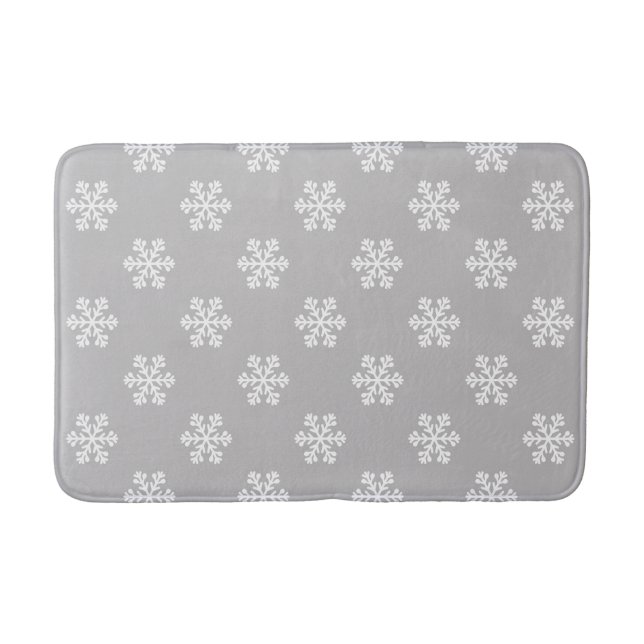 Silent Snowflakes in Grey Bath Mat (Front)