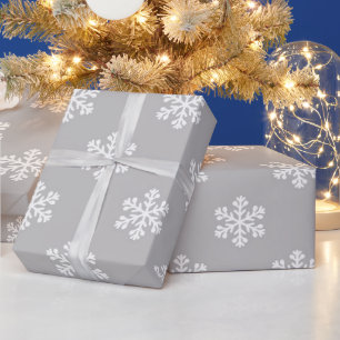 Silent Snowflakes in Grey Wrapping Paper