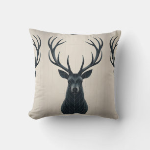 Silent Stag Minimal Geometric Deer Cushion