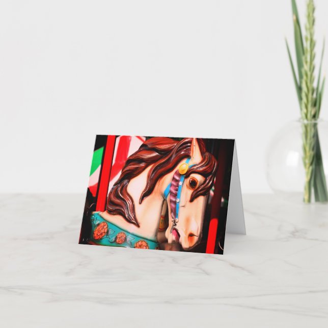 Silent Steed Carousel Horse Blank Note Card (Front)