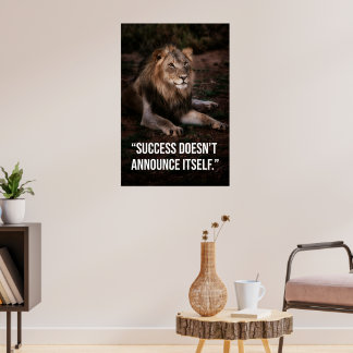Silent Success Lion Quote Poster -Poster Design