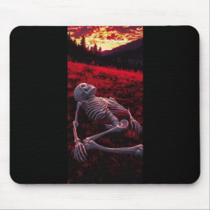Silent Sunset Bones – Skeleton in Crimson Field Mouse Pad