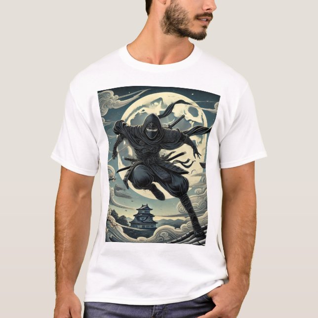 Silent Warrior: Ninja Under the Moon T-Shirt (Front)