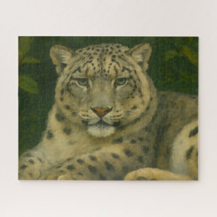 Silent Watcher – Snow Leopard in Forest Light Jigsaw Puzzle