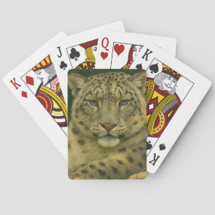 Silent Watcher – Snow Leopard in Forest Light Playing Cards