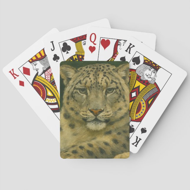 Silent Watcher – Snow Leopard in Forest Light Playing Cards (Back)