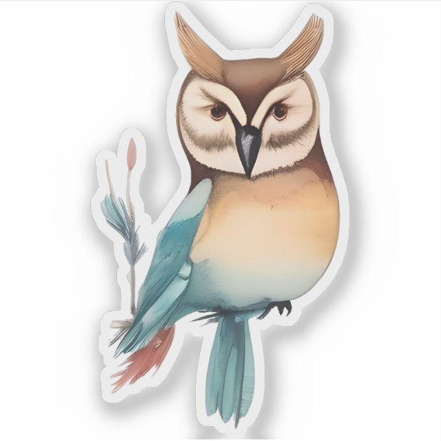 Silent Watcher: Whimsical Owl in Soft Tones (Front)