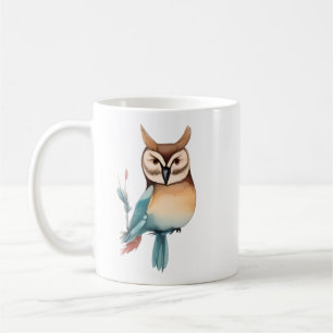 Silent Watcher: Whimsical Owl in Soft Tones Coffee Mug