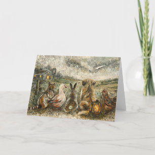 Silent Watching Whimsical Farmhouse Animals Card