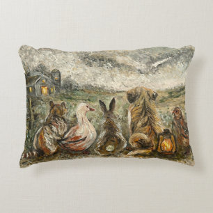 Silent Watching Whimsical Farmhouse Animals  Decorative Cushion