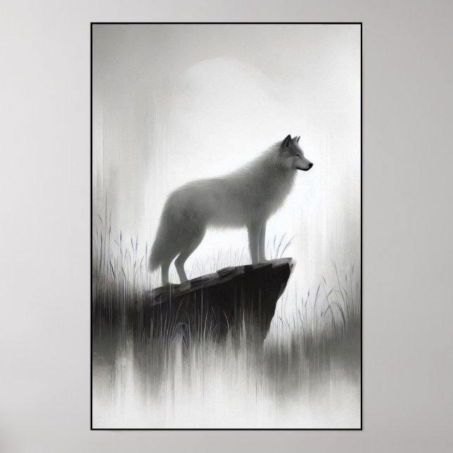 Silent Wolf Beneath Pale Light Poster (Front)