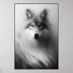 Silent Wolf Beneath Pale Light Poster