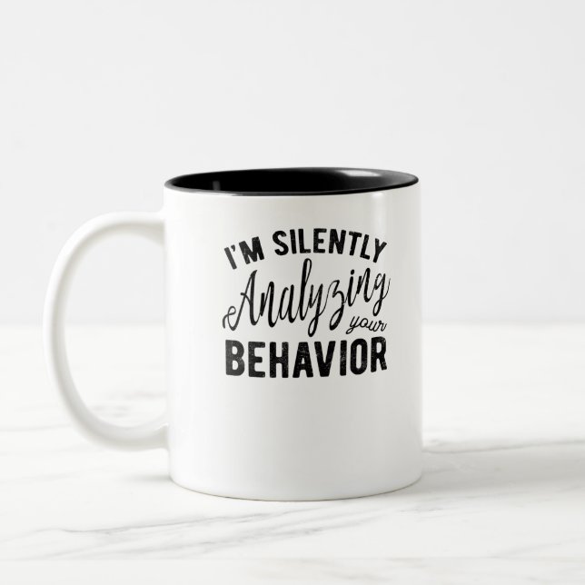 Silently Analysing Your Behaviour Two-Tone Coffee Mug (Left)
