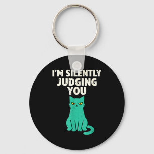 Silently judging funny sarcastic cat humour man key ring