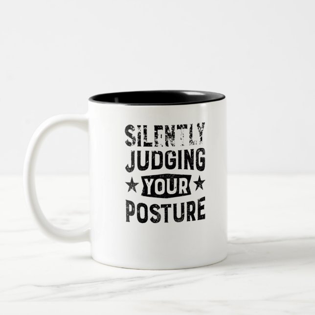 Silently Judging Your Posture Two-Tone Coffee Mug (Left)
