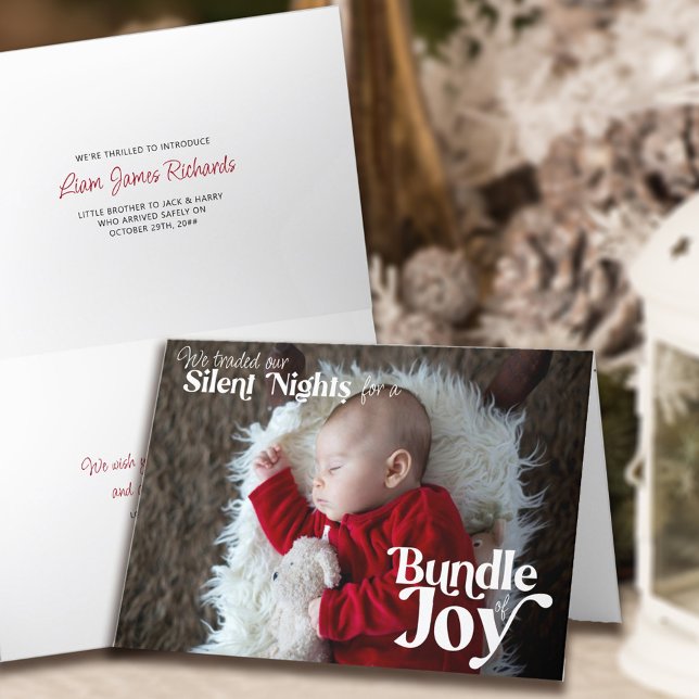 Silents Nights Bundle of Joy Baby Christmas Photo Holiday Card (Creator Uploaded)