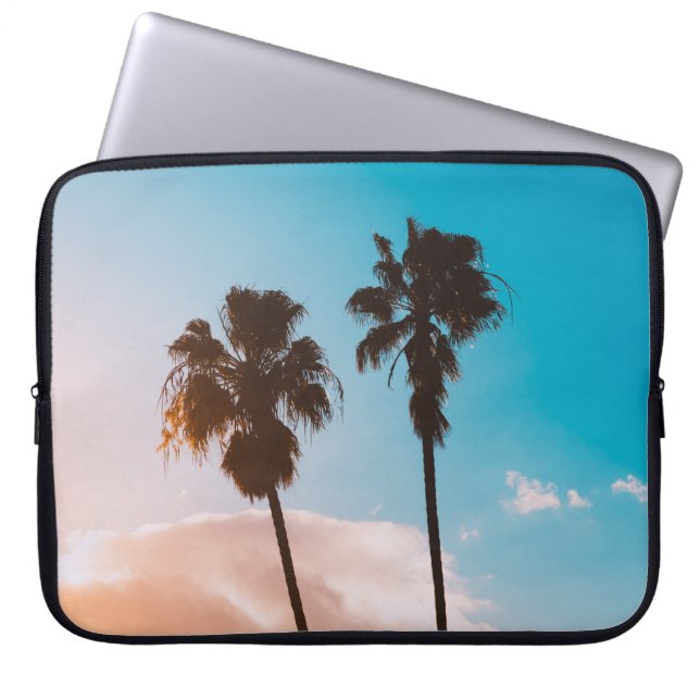 Silhoette of palm tree laptop sleeve (Front)
