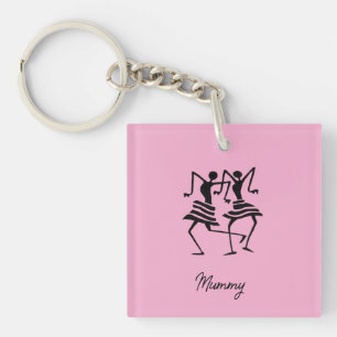Silhouette African Art Celebration Dance Mummy Key Ring