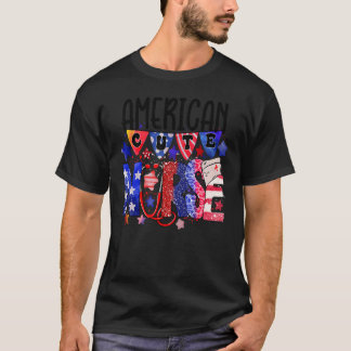 Silhouette American Cute Nurse 4th Of July 2022 T-Shirt