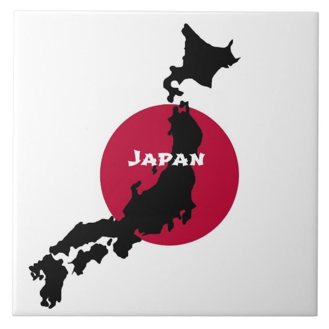 Silhouette and Flag of Japan Ceramic Tile (Front)