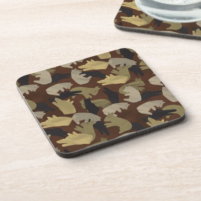 Silhouette Animal Camouflage Brown Coaster (Left Side)