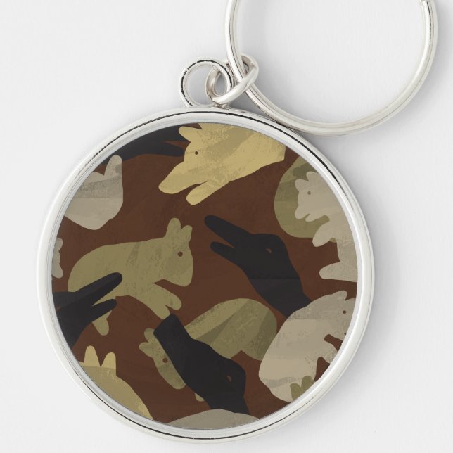 Silhouette Animal Camouflage Brown Key Ring (Front)
