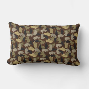 Silhouette Animal Camouflage Brown Lumbar Cushion