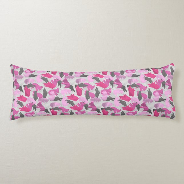 Silhouette Animal Camouflage Pink Body Cushion (Front)