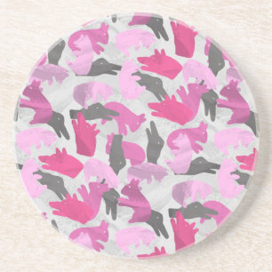 Silhouette Animal Camouflage Pink Coaster