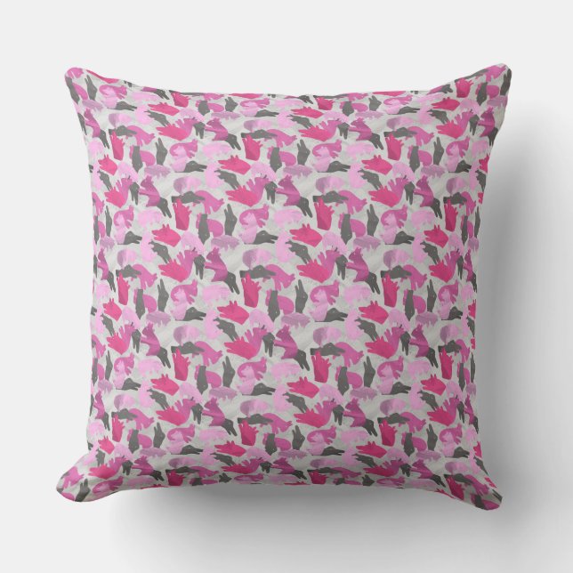 Silhouette Animal Camouflage Pink Cushion (Front)