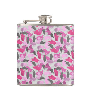 Silhouette Animal Camouflage Pink Hip Flask