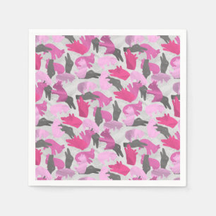Silhouette Animal Camouflage Pink Napkin