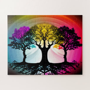 Silhouette Art Multicolored Forest For Kids Jigsaw Puzzle
